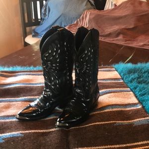 Black Leather Cowboy Boots